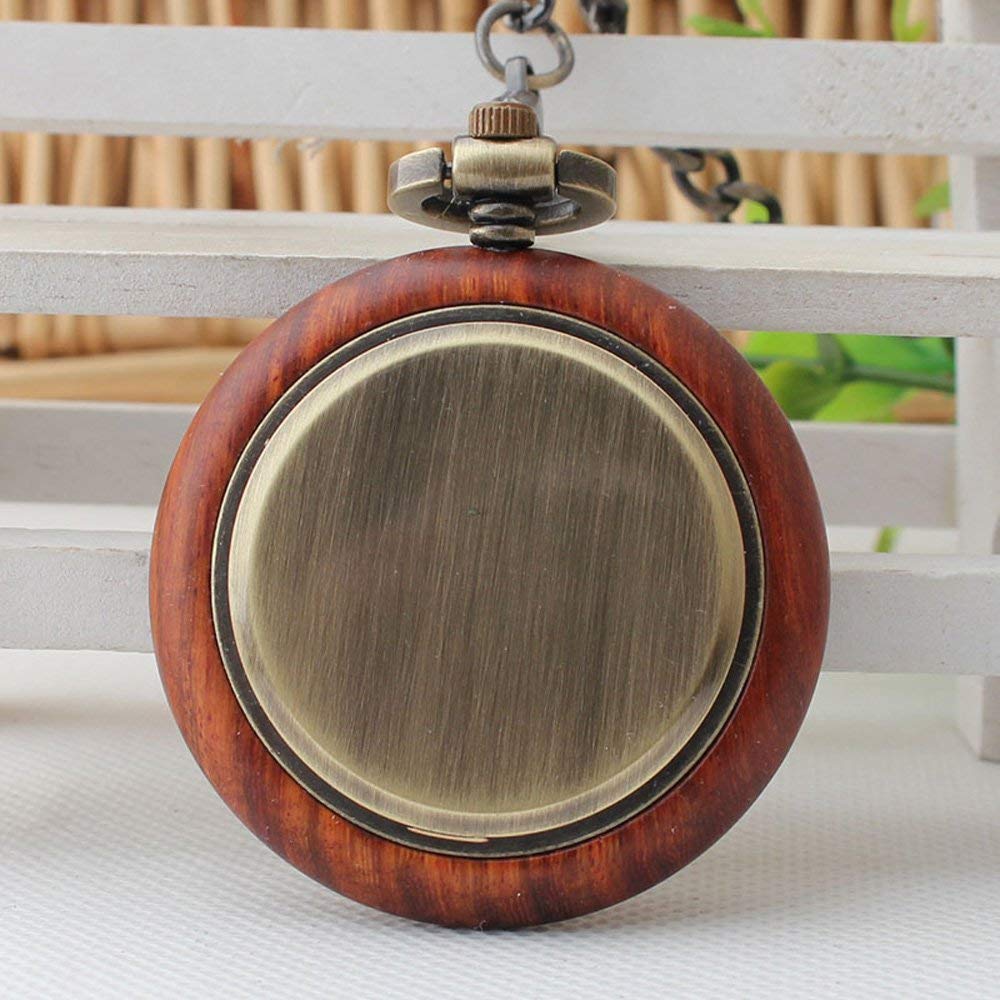 Orologio da Tasca al Quarzo retrò per Studenti Maschi e Femmine, Abbigliamento, Tavolo Abbinato, venatura del Legno, Parola Romana, Scala, Orologio da Tasca Senza coperch