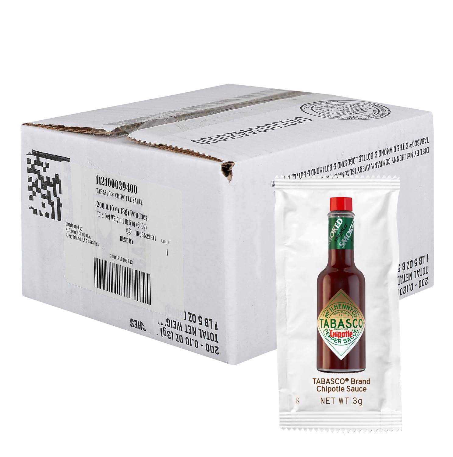 TABASCO Brand Chipotle Pepper Sauce, Medium Hot Sauce, Single-Serve Hot Sauce Packets, Smoky & Smooth, Easy for On-The-Go, Great for Travel, Meat &