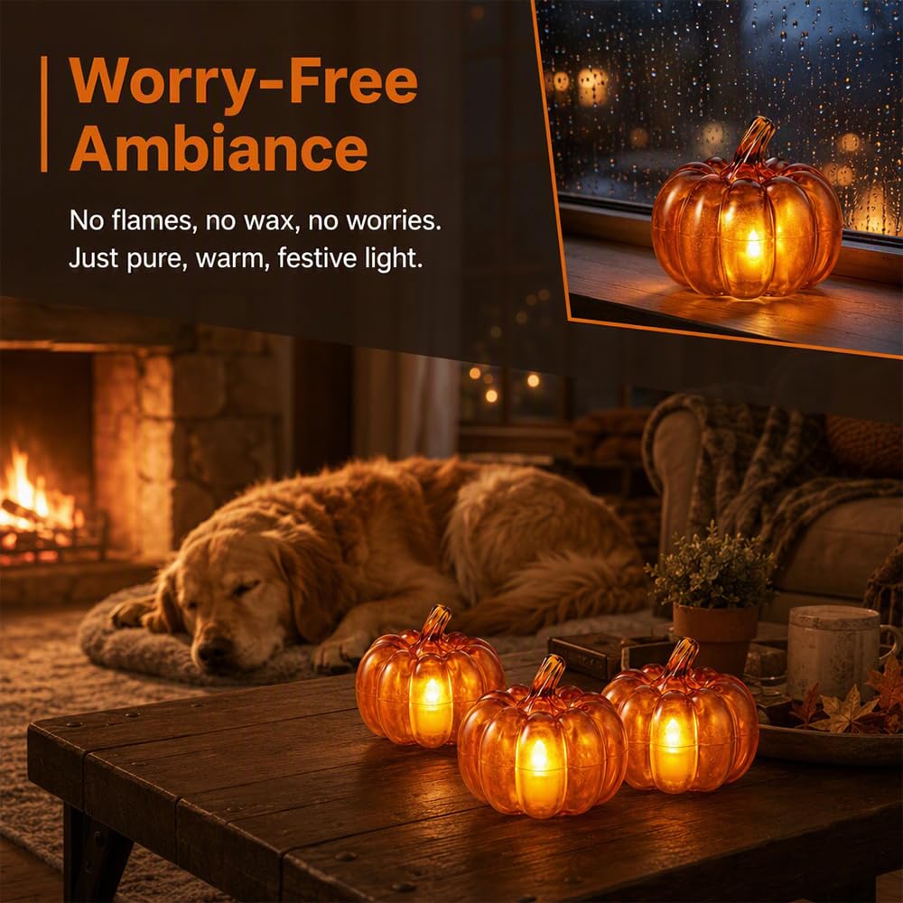 Set di 5 zucche a LED, decorazioni per Halloween a batteria, zucche illuminano, decorazione da tavolo per il Ringraziamento autunnale, per interni, casa, camera da letto, ufficio, scrivania