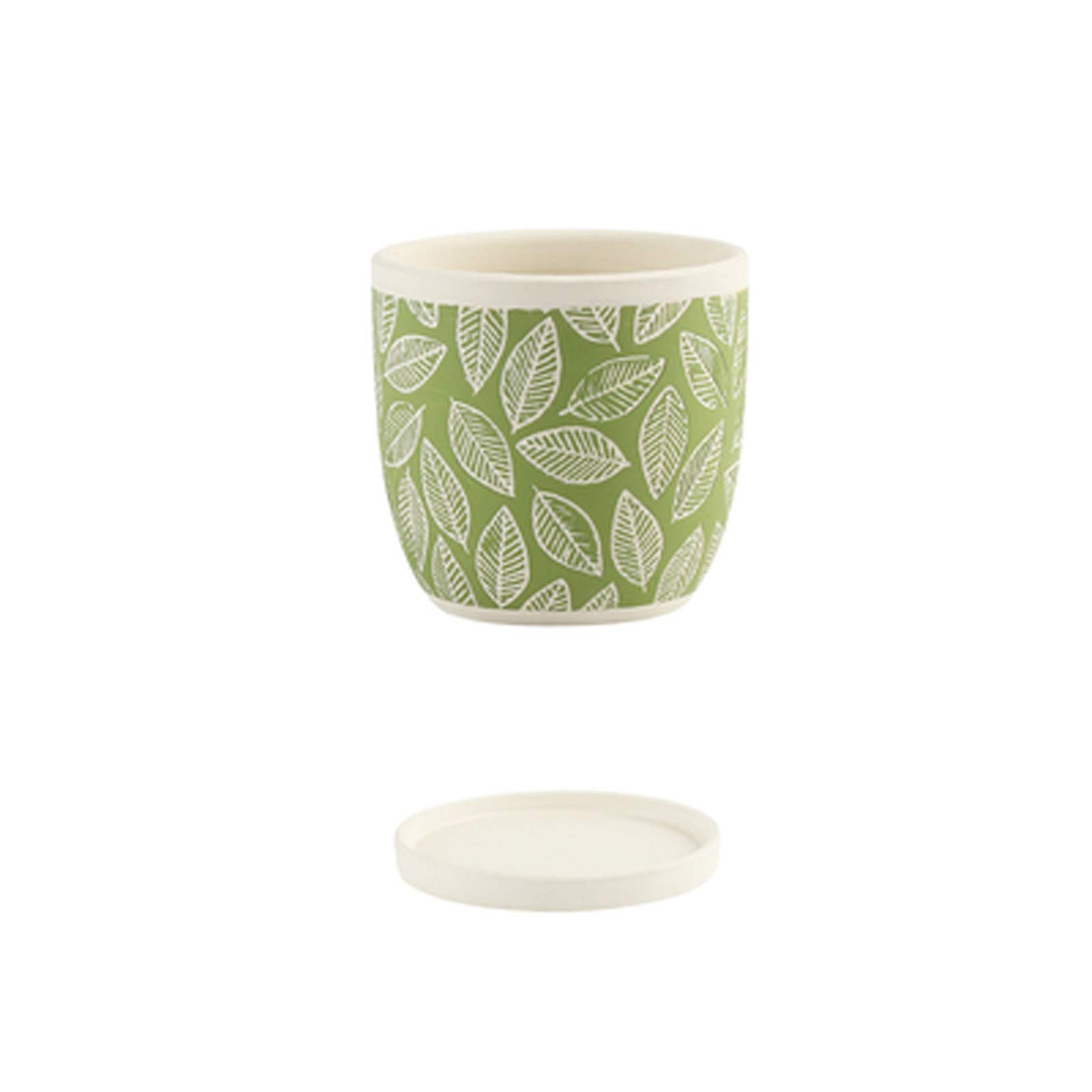 Doniczka Kwiatowe doniczki Nowoczesne ozdobne ogrodnictwo garnek z otworem drenażu i spodek odpowiednie do użytku wewnętrznego i zewnętrznego ceramiczne doniczki Doniczki(Green)