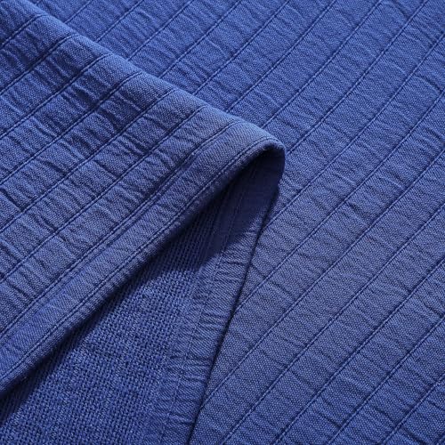 Image of Tommy Hilfiger - King Cotton Blanket, Woven Channel Stitched Bedding, Medium Weight Soft Blanket, Anti-Pilling & Fade Resistant, Ideal for Layering, Oeko-TEX Certified (Blue)
