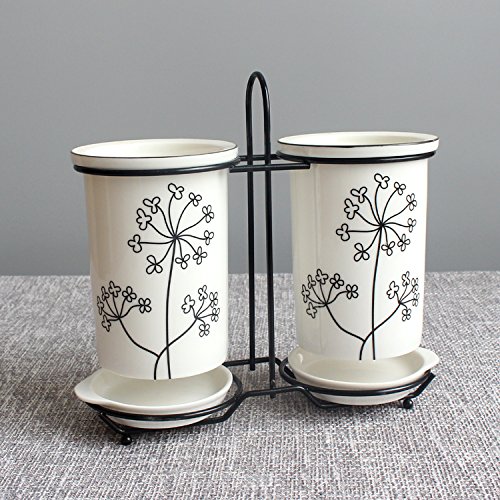 Preisvergleich Produktbild longchang Haushalts-Multifunktionsküche-Küche... Messerhalterbasis mit Küche setzen Küchenaufbewahrungslöffel keramische Küchengeschirraufbewahrung, Löwenzahn