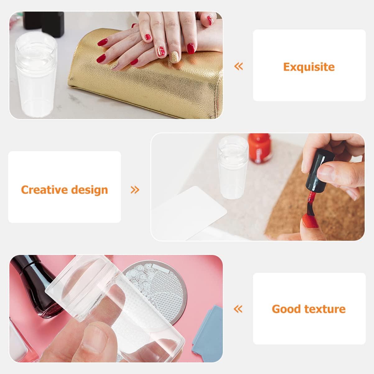FRCOLOR 10sets Stamper Per Unghie Silicone Per Nail Art Raschietti Inclusi Perfetti Per Punta Francese e Decorazioni Eleganti Facile Da Usare e Resistente
