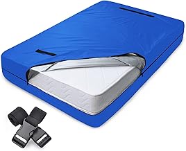 SPRINGSPIRIT Mattress Bag for Moving & Storage Queen, Waterproof Mattress Bag with Zipper Closure, Handles & Adjustable Straps, Reusable Heavy Duty Mattress Moving Bag, Blue