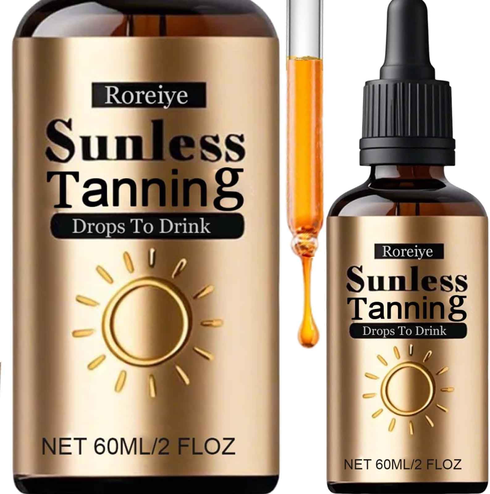 (2 Bottle) Tanning Drops To Drink - Drinkable Tanning Drops - Drink Your Tan Sunless for body - 60ml