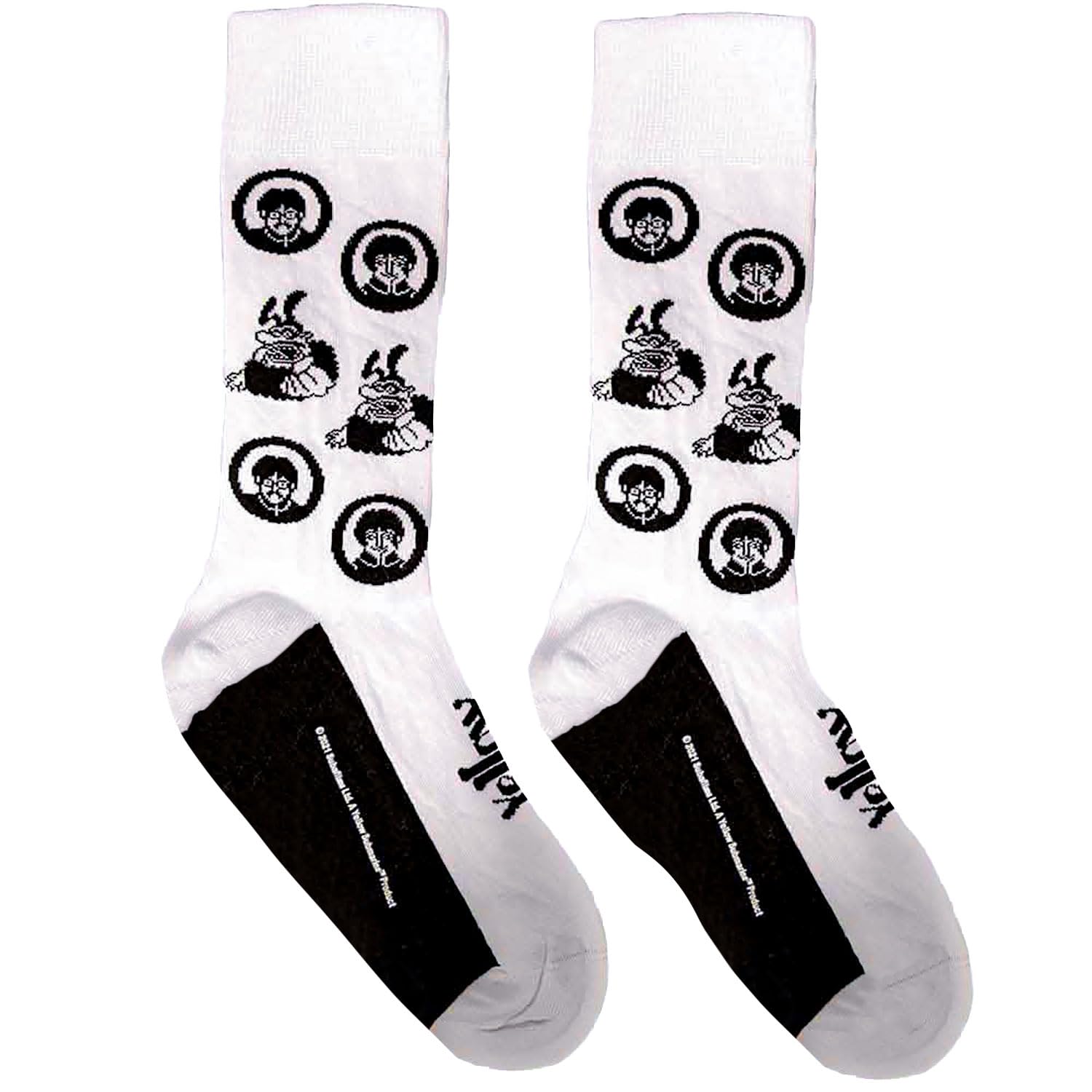 Paradiso Clothing Men's Yellow The Beatles Submarine Band & Meanies Monochrome Socks