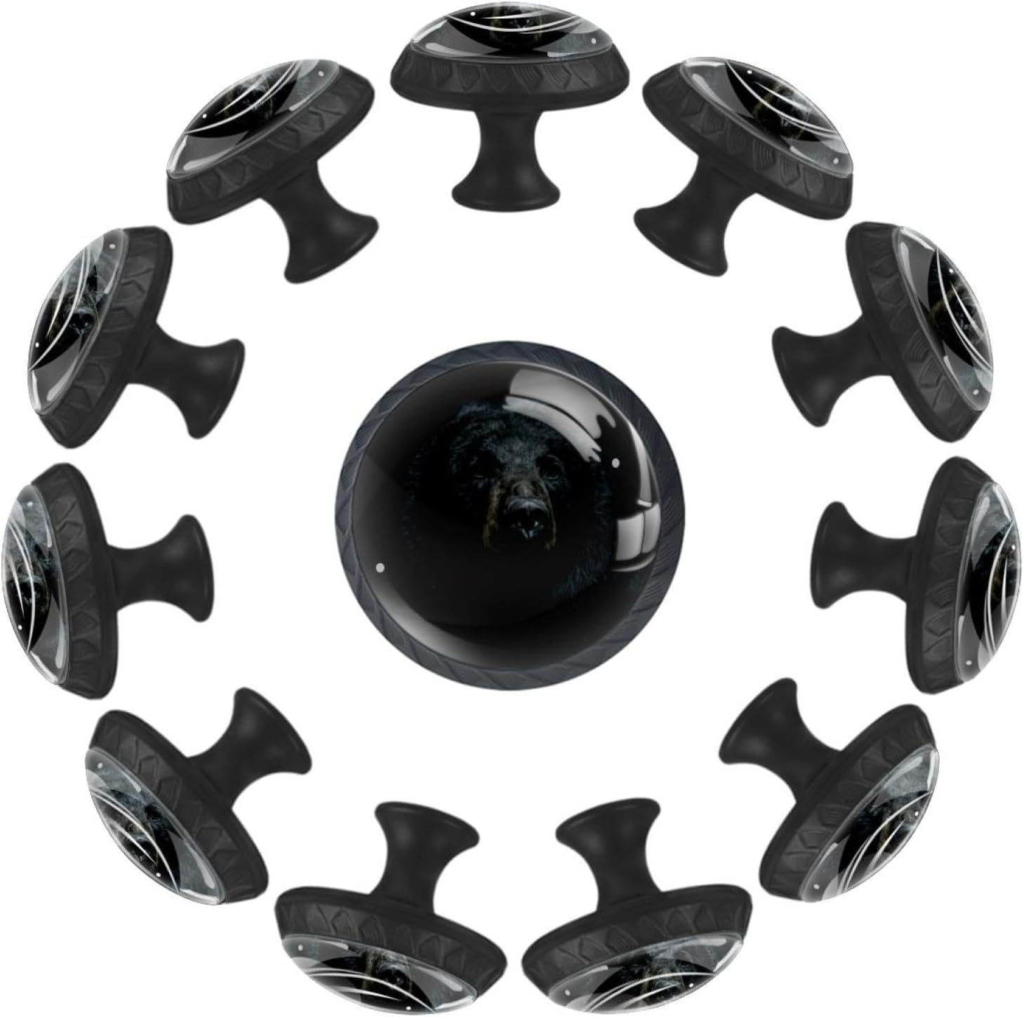 Black Base Black Bear (2) Daily Use Drawer Knobs, Pattern Cabinet Pulls for Furniture Upgrade