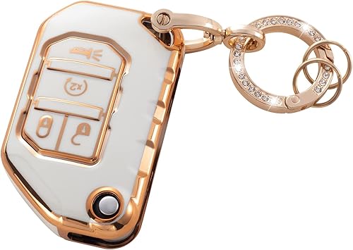 RUABIBAN Funda para llavero compatible con Jeep, funda de TPU suave para Jeep Gladiator Wrangler Sahara Rubicon 2018 - 2022