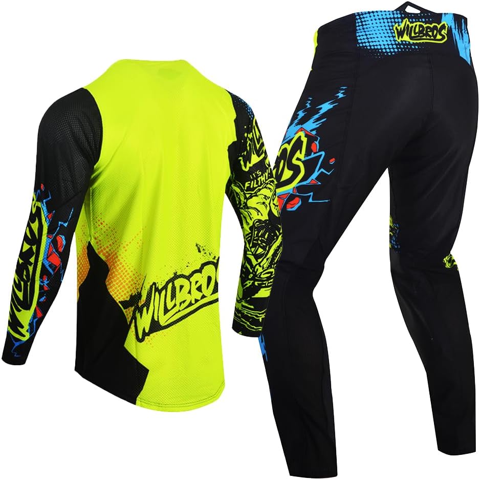 Youth Motocross Pant and Jersey Combo Moto Gear Set for Kids Children MX Offroad Racing ATV Sports Motorcycle Suit