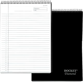 TOPS Docket Diamond Premium Stationery Wirebound Tablet, 8.5 x 11.75 Inches, 60 Sheets, Legal Ruled, Natural White (63978), Black