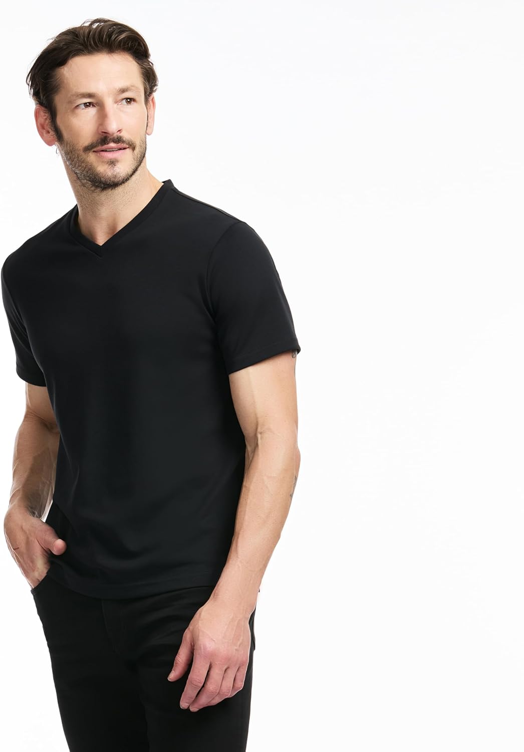 SAKS Fifth Avenue Men's Short Sleeve Classic Luxe Jersey V-Neck T-Shirt - Image 2
