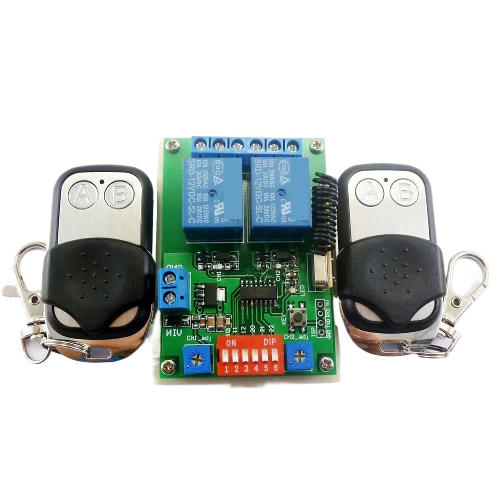Relais temporisé 12V 2CH de précision et double bip EV1527 programmables