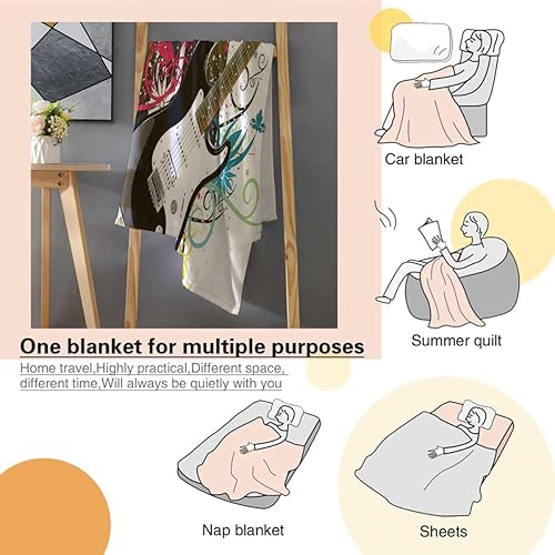 Miniatura 4 de Manta de forro polar grueso para guitarra, manta creativa para cama, sofá cama, sofá cama de 60 pulgadas x 80 pulgadas