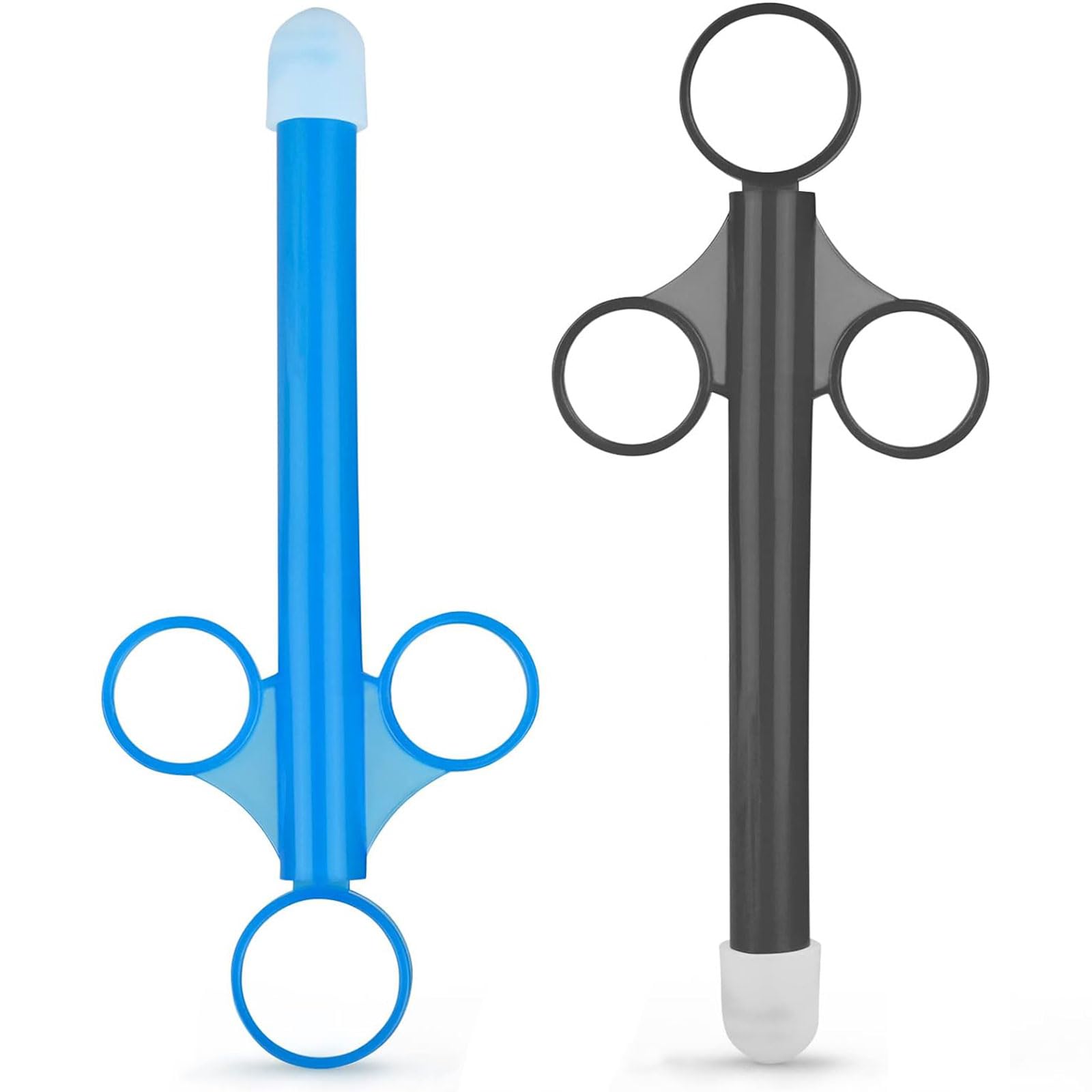 Syringe Lotion Injector 2-Piece Set 10ml Large Capacity Plastic Syringe (Black Blue)