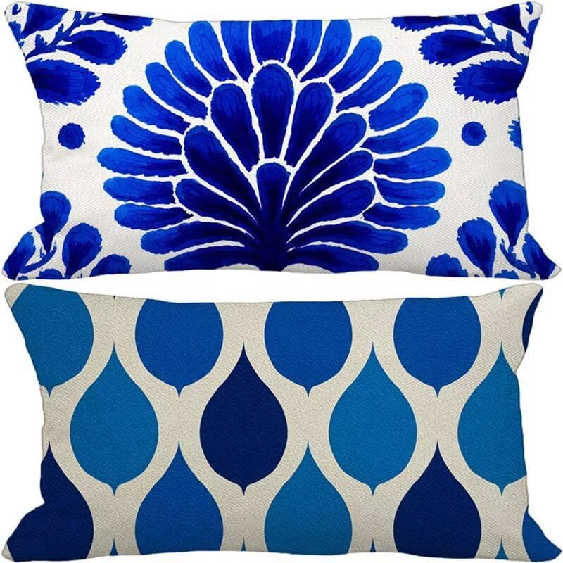 Housses de coussin imperméables 50x70 bleu pour embellir votre terrasse en été