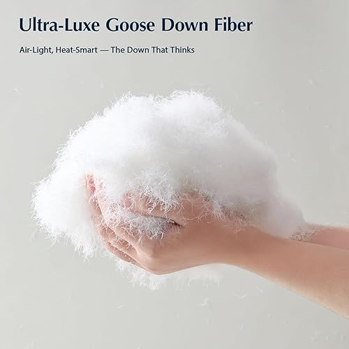 Miniatura 3 de Pacific Coast Edredón de fibra de plumón de ganso tamaño individual, relleno de edredón blanco extra esponjoso, ultra suave, transpirable, edredón