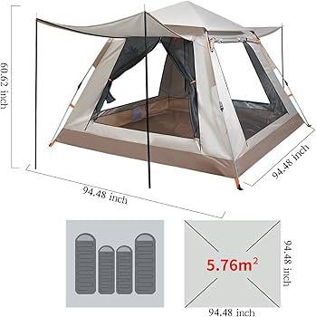 Amazon.co.jp: ガーデンテント 4人用 両開きドアと4つの窓、防虫大型