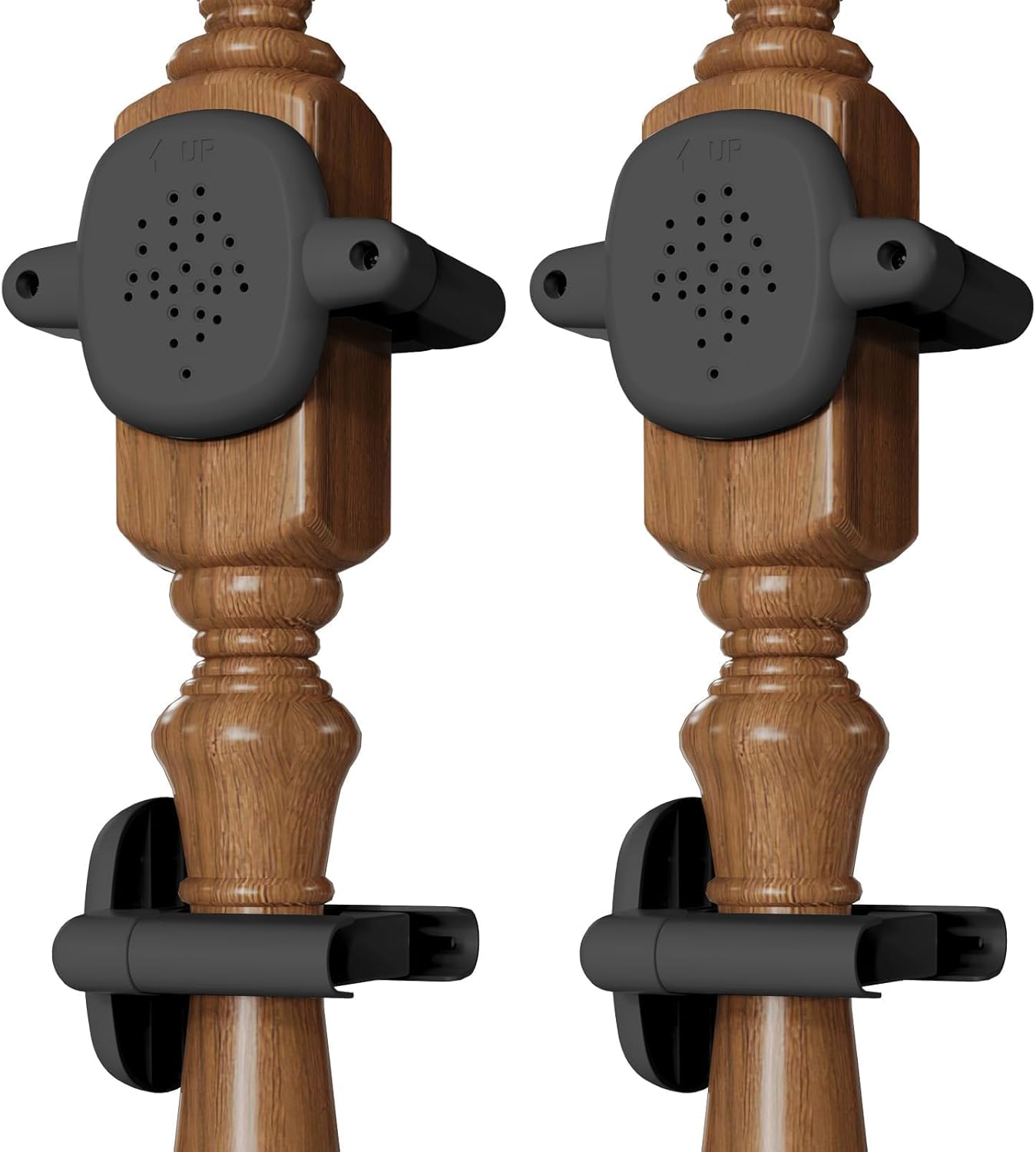 ?Upgrade? 2 Pcs Baby Gate Banister Adapter – No?Drill Stair Railing Mount, Fits 2–3.5? Round/Square Posts, Compatible with Baby & Pet Safety Gates (Black, Standard-B) Black Standard-B