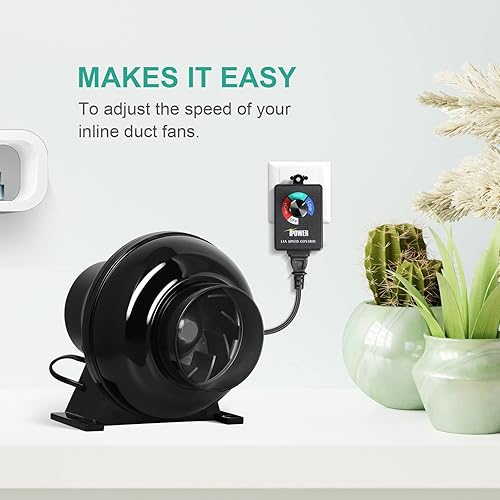 Miniatura 10 de iPower Ventilador de ventilación de conducto en línea de 195 CFM de 4 pulgadas con controlador de velocidad variable para tienda de campaña,