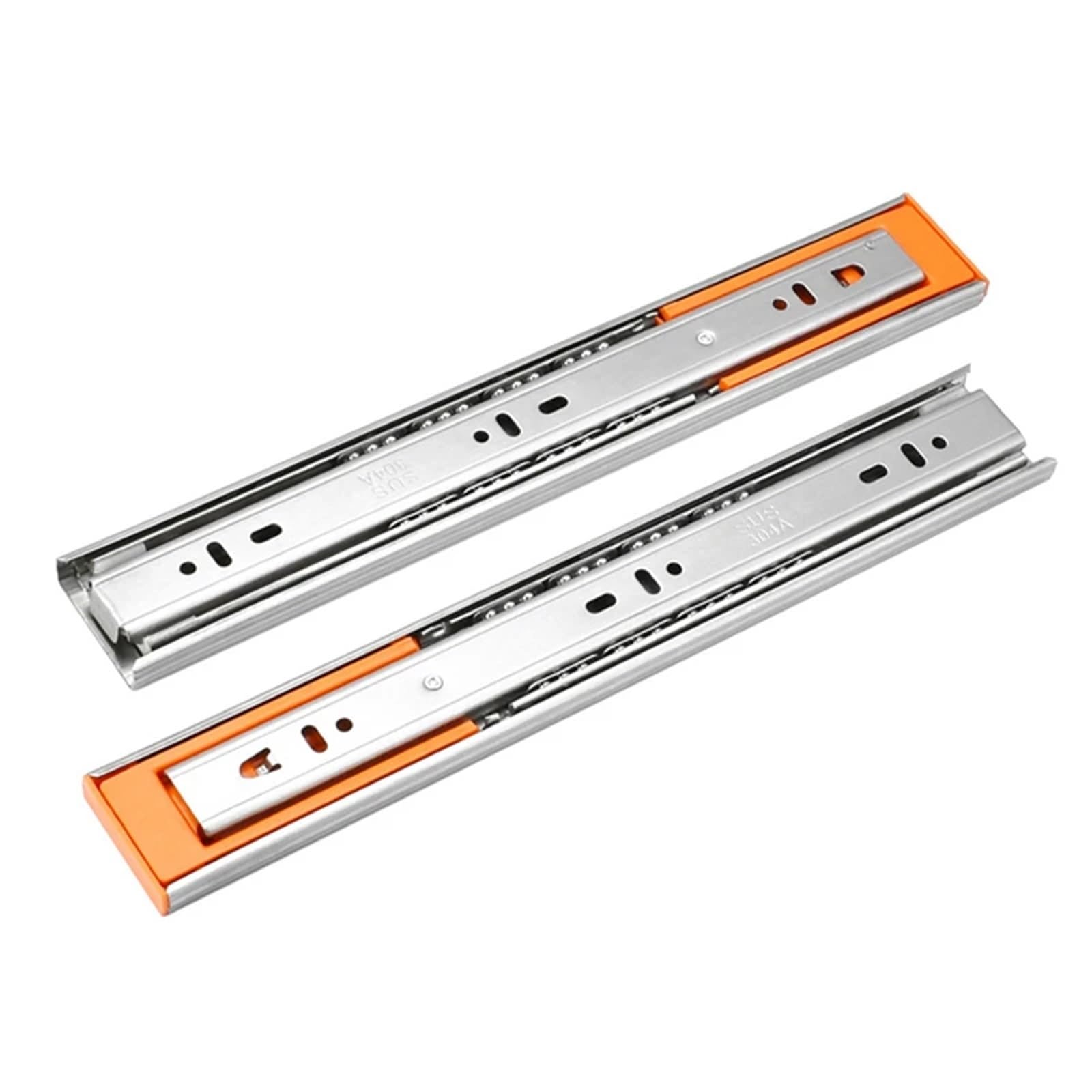 Drawer Slides 1Pair Stainless Steel Cushion Type Drawer Slides Soft Close Three-Section Cabinet Guides Furniture Hardware Fittings(Buffer 12inch 30cm)
