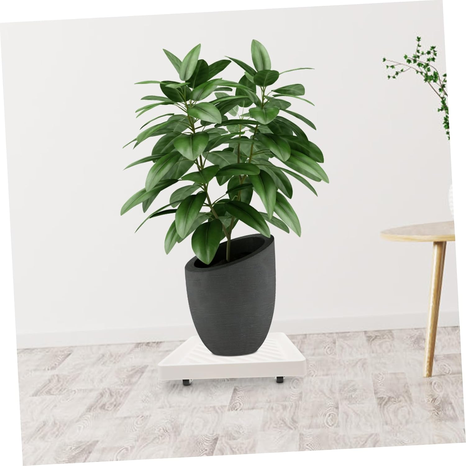 Rolling Plant Tray with Wheels Square Planter Base with Hidden Casters Mobile Flower Pot Stand for Use Effortless Movement Water Storage