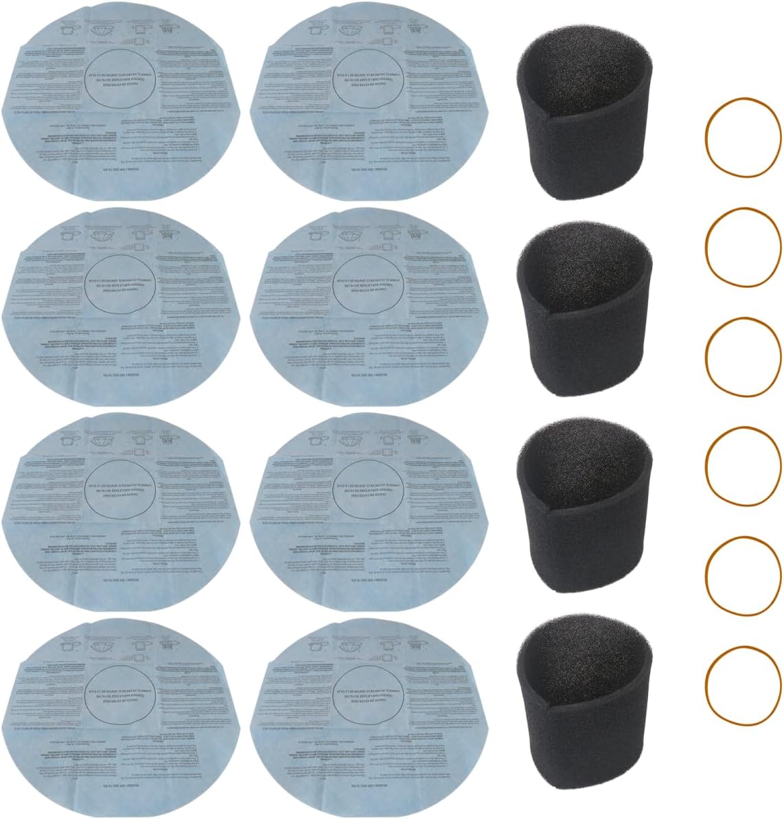 [2025 New] 8x Vacuum Filters and 4x Foam Sleeve 90585 & 6x Retaining Bands for shop vac filter 90107/90137, 90137/064792, Type S, Type T, 9010711, 9010733, 90585/064911, VF2002（18 Pcs)