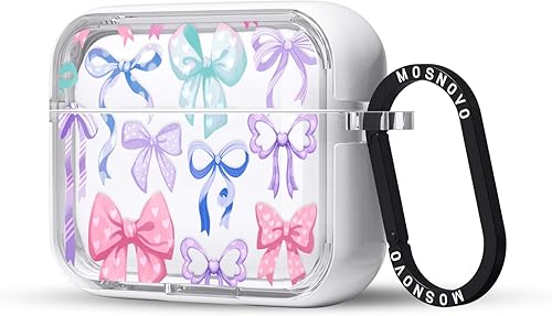 Miniatura 173 de MOSNOVO Funda protectora transparente para AirPods Pro 3, con anillo de metal duro de lujo de doble capa a prueba de golpes, diseñado para AirPods