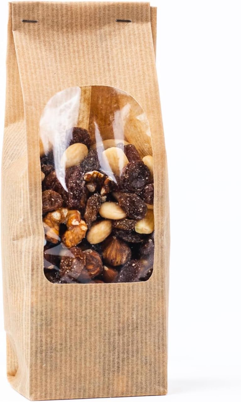 Food Bags Square Bottom Paper with Transparent Window, 8+5 x 26 cm, Pack of 50