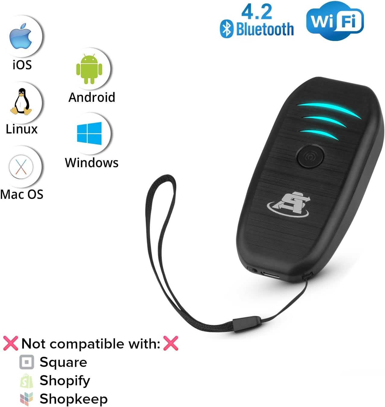 ScanAvenger Portable Mini-Wireless Bluetooth Barcode Scanner: Hand Scanners - Cordless, Rechargeable 1D & 2D Scan Gun for Inventory Management Wireless, Handheld USB QR (1D&2D Mini Barcode Reader)