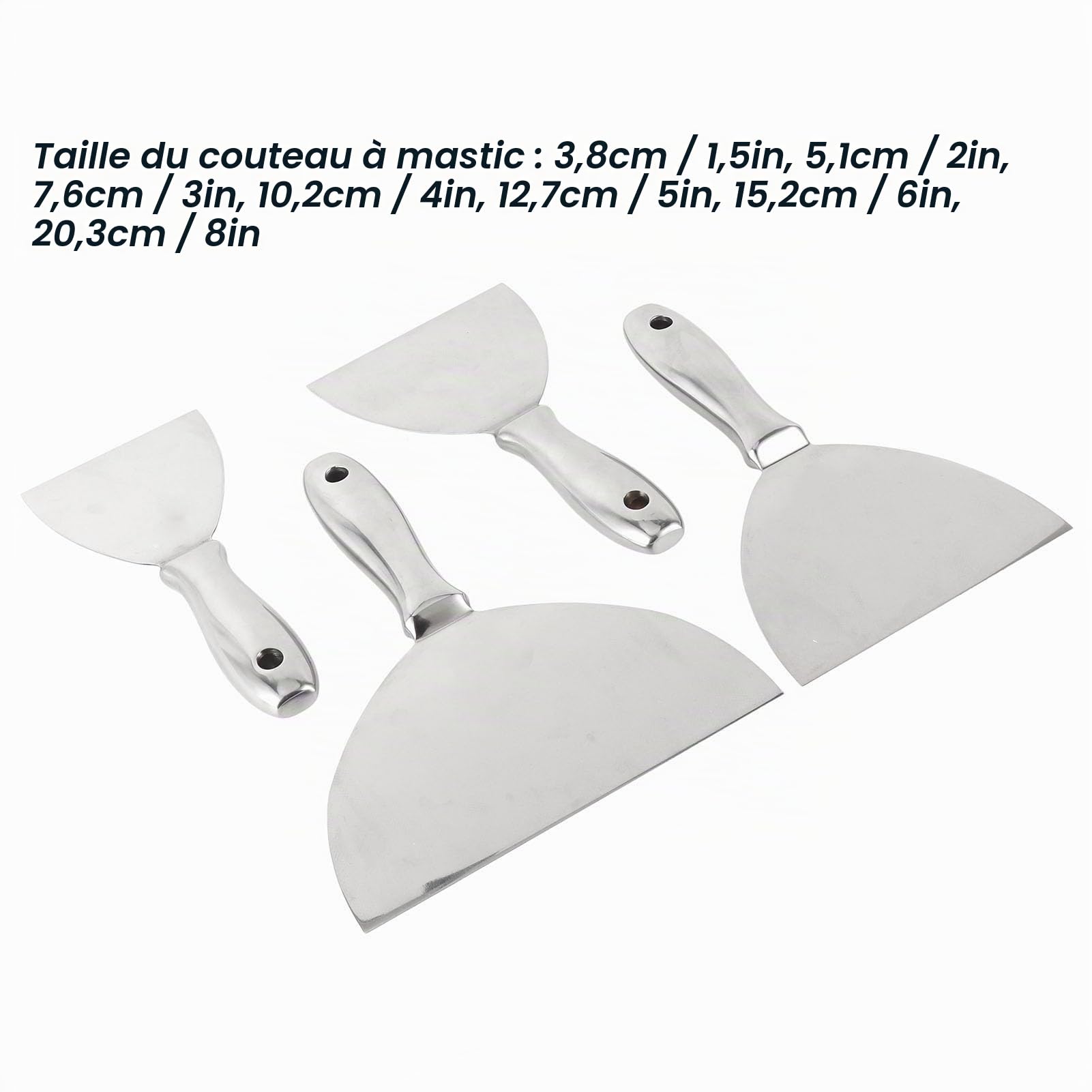 Ensemble de Couteaux à Mastic, 7 Pièces en Acier Inoxydable, Kit D'outils Manuels Robustes pour Cloisons Sèches, Trou de Suspension pour Gratter la Peinture, Couteaux à Ruban