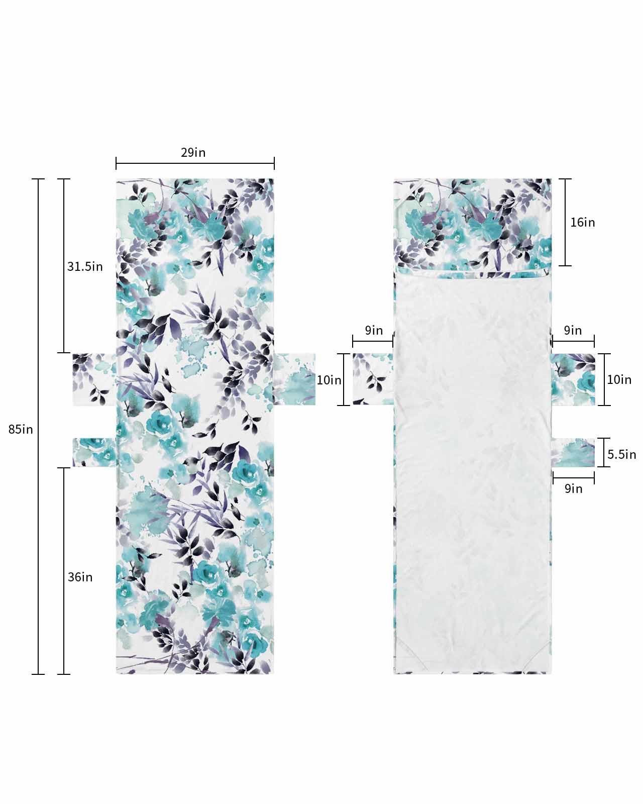 Blue Botanical Beach Lounge Chair Towel Cover, Soft Chaise Lounge Towel with Side Pockets Patio Pool Chairs Cover for Beach/Pool Sunbathing 29x85 Watercolor Spring Summer Floral Elegant
