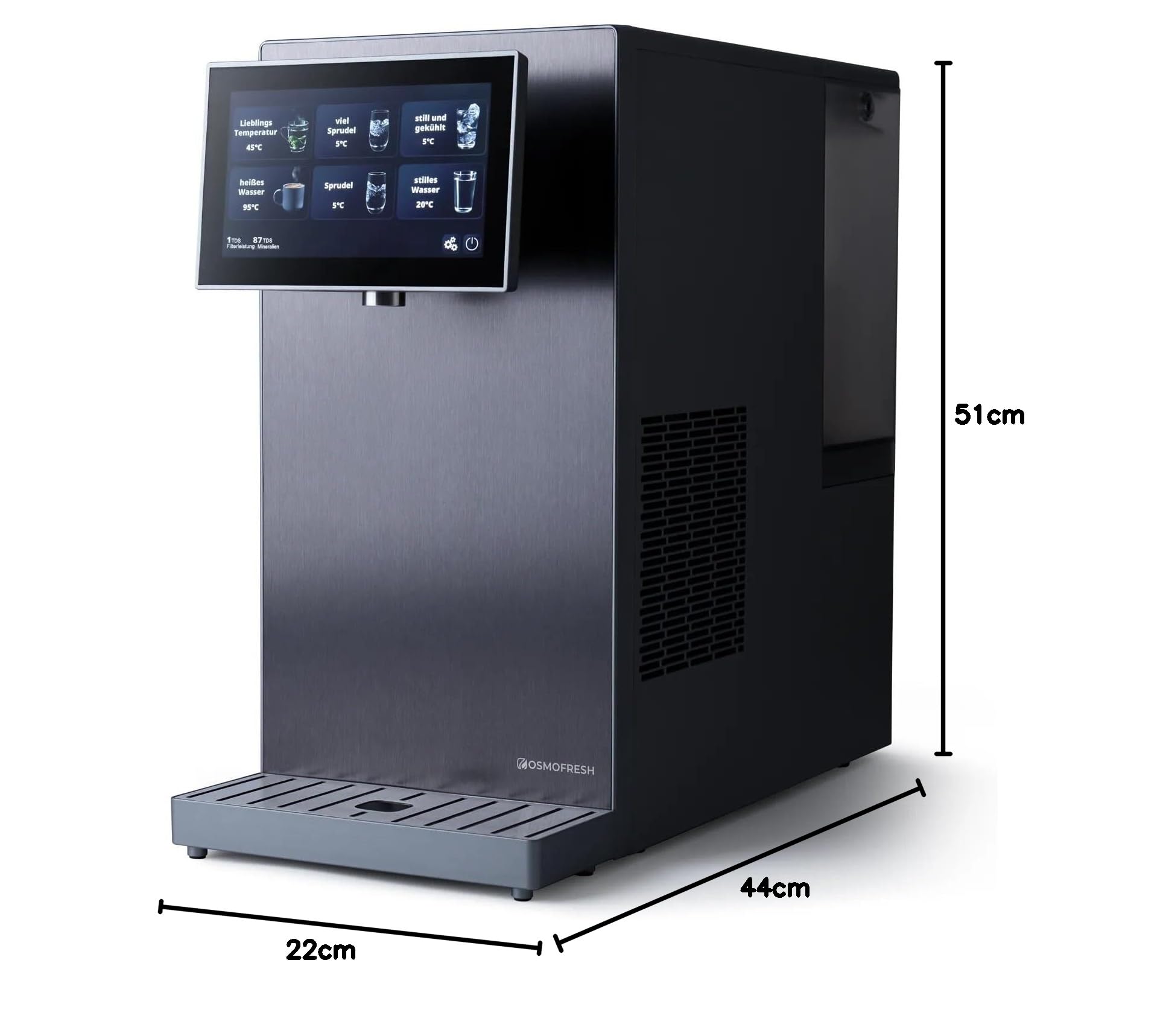 OsmoFresh Fusion Pro Auftisch Osmoseanlage mit 7x Filterung, Mineralisierung, 3-fach UV-C, Festwasseranschluss