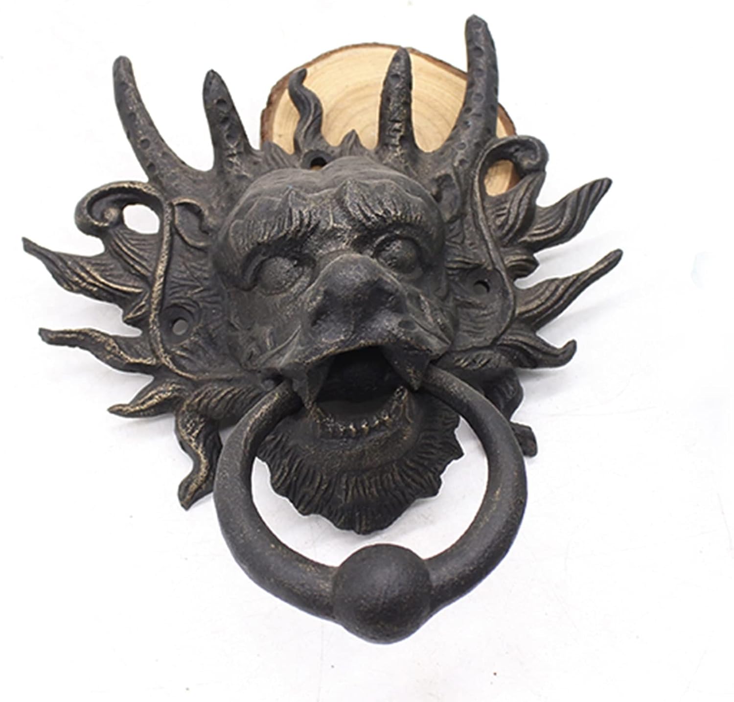 Small Door Knocker Vintage, Barn Gate Farmhouse Wall Knock Dragon Handle with Fittings, Metal Cast Iron Knobs Hardware, Outdoor Main Door Decor