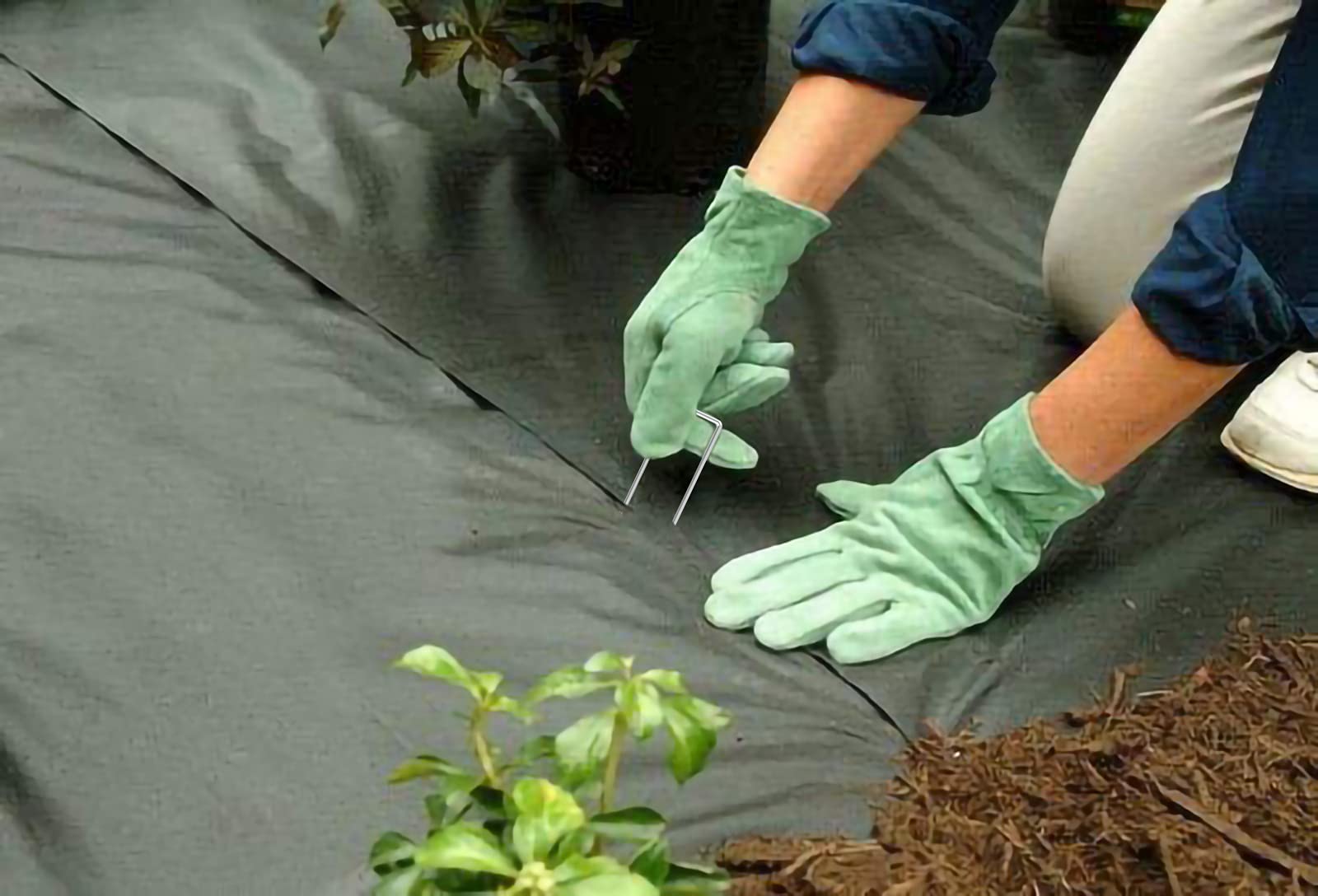 50 pinzas de jardín de acero galvanizado para tela de barrera de malezas y riego por goteo de cubierta de suelo, clavijas de seguridad de jardín en forma de U de 6 pulgadas, plateadas