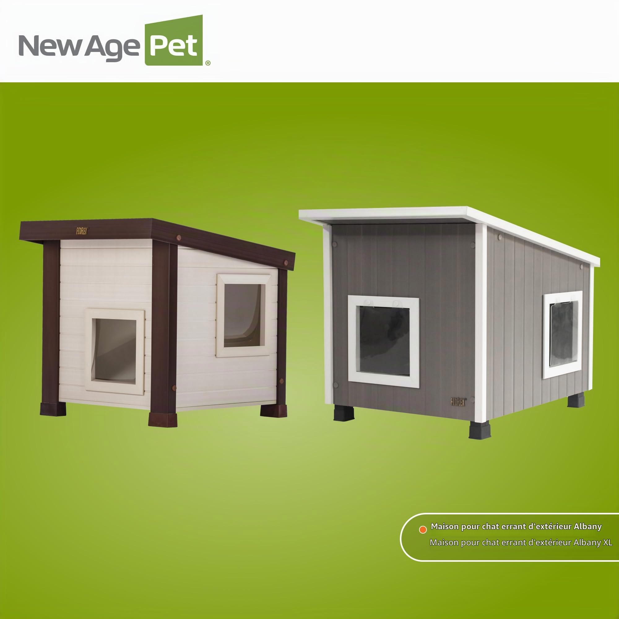 New Age Pet Ecth350 ecoFLEX Albany Outdoor Feral Maison pour Chat Multicolore