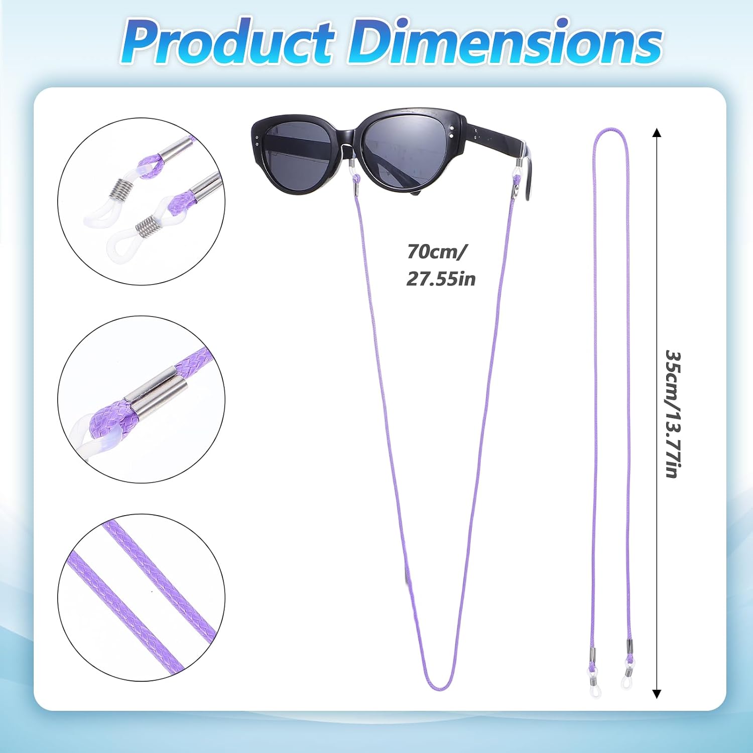 6Pcs Eyeglass Chain, Multicolor Glasses Chains, Leather Glasses Strap for Women, 70cm Eyeglasses Cord for Men