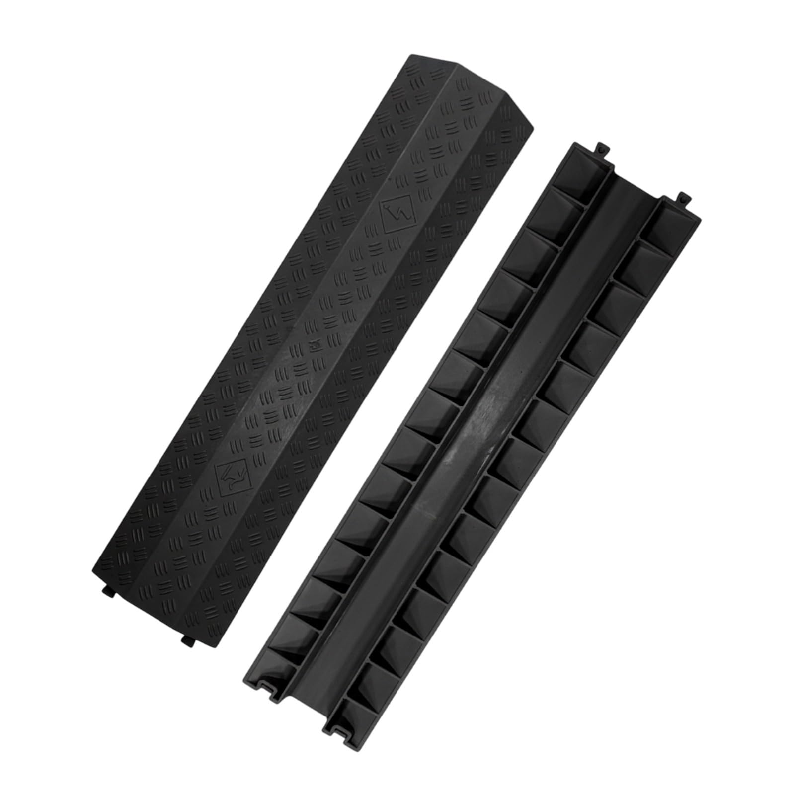 Plastic Cable Protector 100 x 25CM | Black Drop Over Cable Ramp with 87x34MM Channel | Anti-Slip Floor Cable Cover with Interlocking Design for Offices, Events, Warehouses & Indoor Use