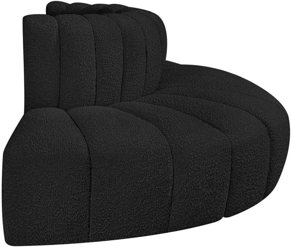 BOWERY HILL Modular Sectional Sofa, Black Boucle Fabric, 90" W x 45" D x 30" H, Deep Channel Tufting, Contemporary Design, Versatile Living Room Seating