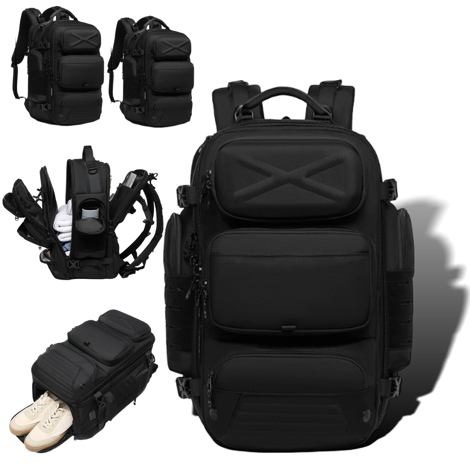 RINGSCZU 20L/35L Travel Backpack for Men & Women, Expandable 17-Inch Laptop Backpack – Carry On Flight Approved, USB Charging (Black, 20L)