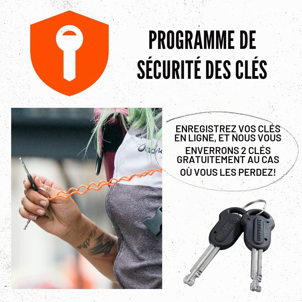 Kryptonite Evolution 1090 Chaine antivol Adulte Unisexe, Orange, 90 cm