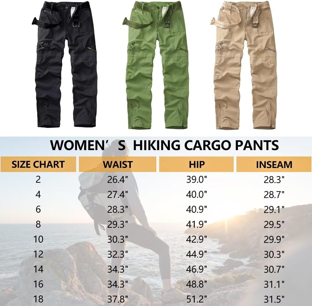 KOCTHOMY Cargo Hiking Pants for Women Tactical Baggy Pants Women's Casual Y2K with 6 Zipper Pockets No Belt W9922 - Image 5
