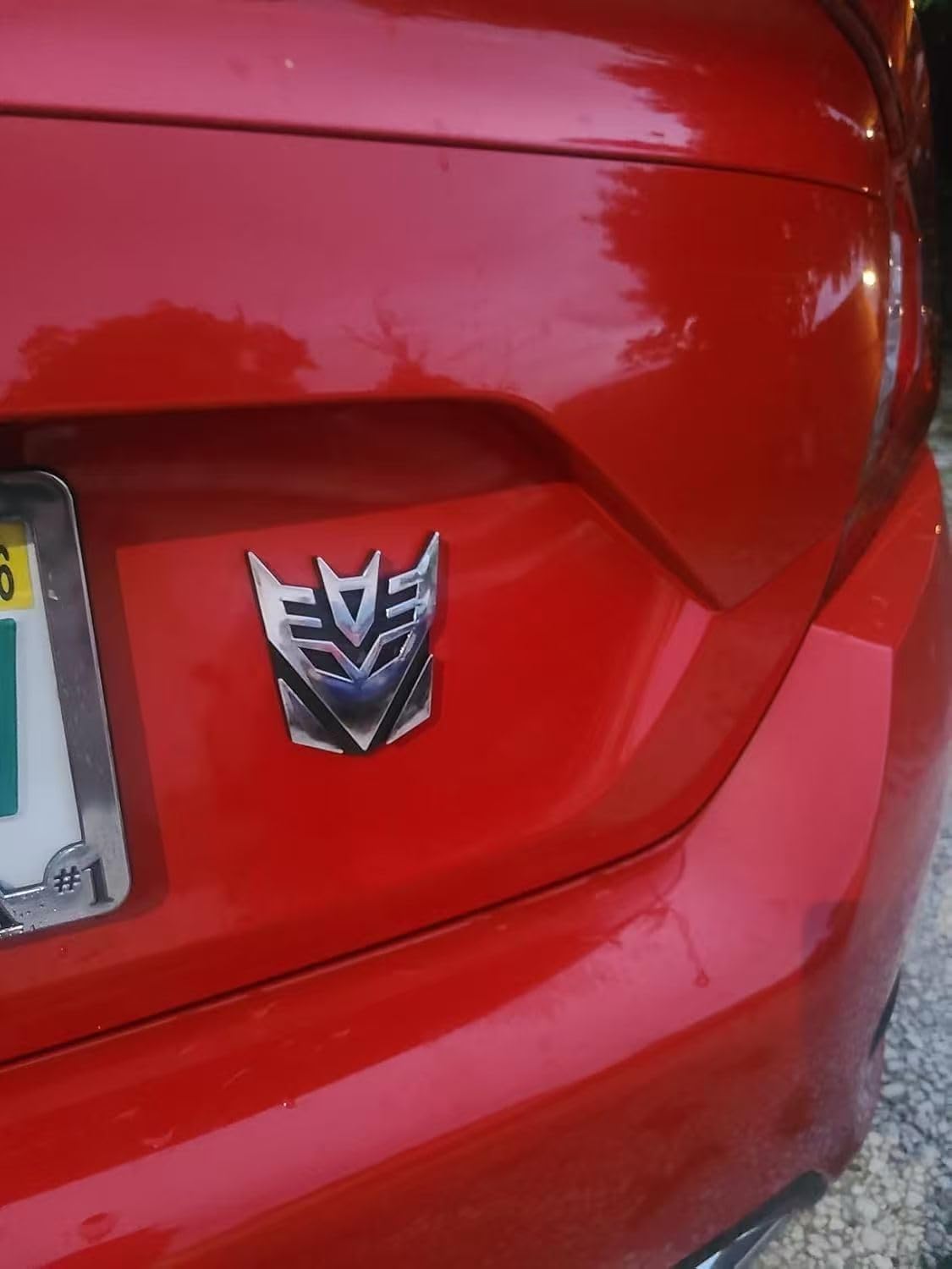 2PCS Car Auto Robot Decepticons Sticker Chrome Finish PVC Auto Emblem - 3.15" Tall Silver