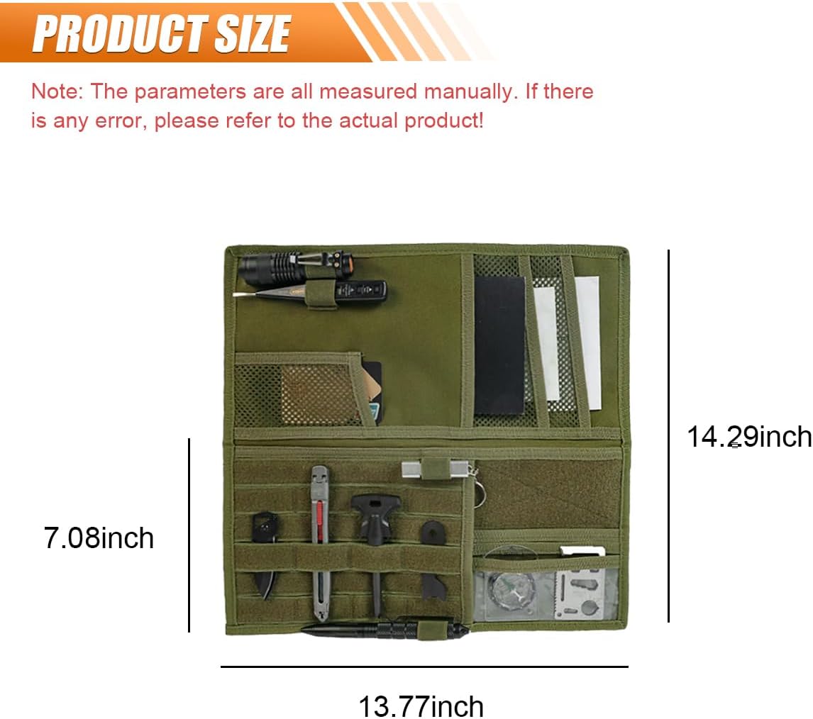 ZIMISI Tactical Molle Car Visor Organizer, 600D Oxford Cloth Truck Visor Molle Panel Sunshade Storage Pouch Holder with Multi-Pocket, Tactical Gear Car Sun Visor Organizer for Most Cars (Army Green) image 2