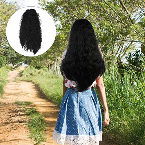 FRCOLOR Perucas Onduladas Encaracoladas Com Parte Lateral da Cabeça Cheia Perucas de Cabelo Preto Co