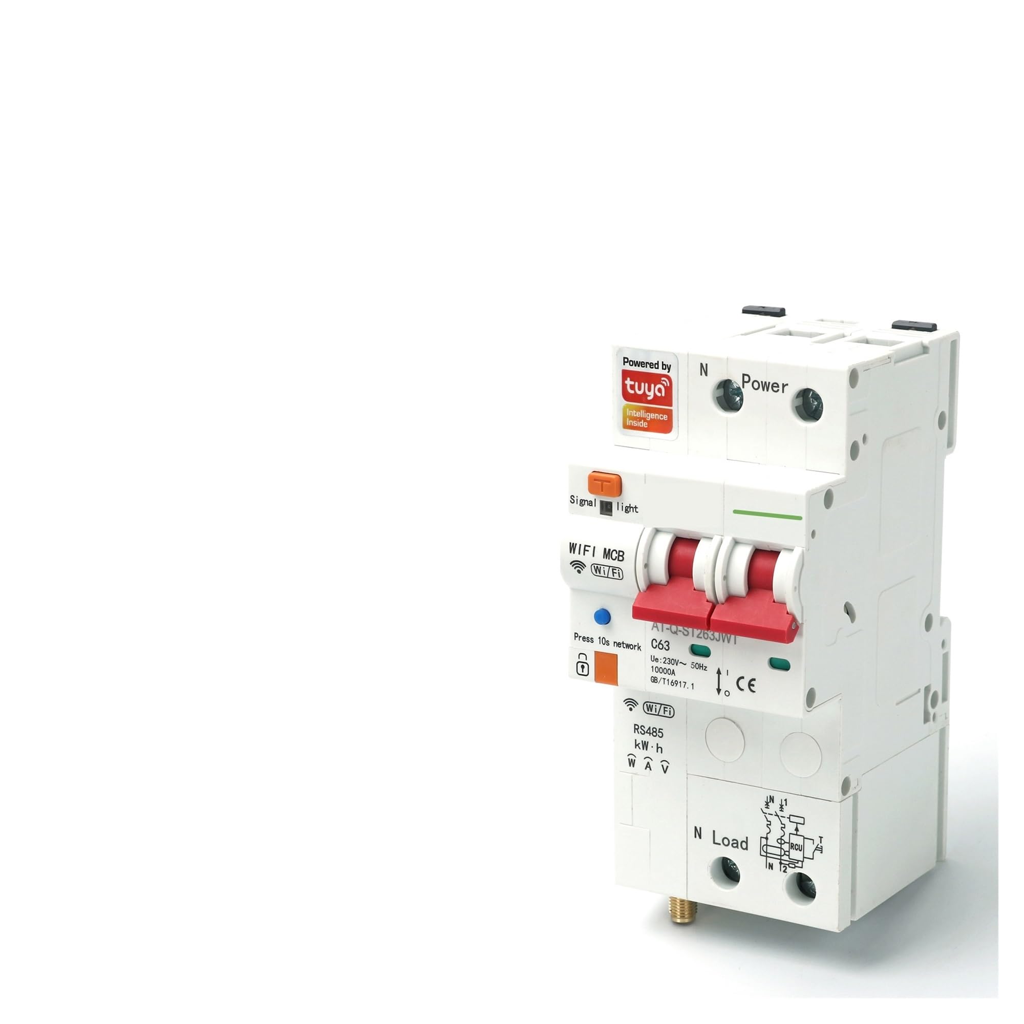 TUYA-medidor de energía inteligente monofásico 2P, Kwh, monitoreo de medición, disyuntor, relé temporizador con protección contra fugas 63A - Medidor eléctrico