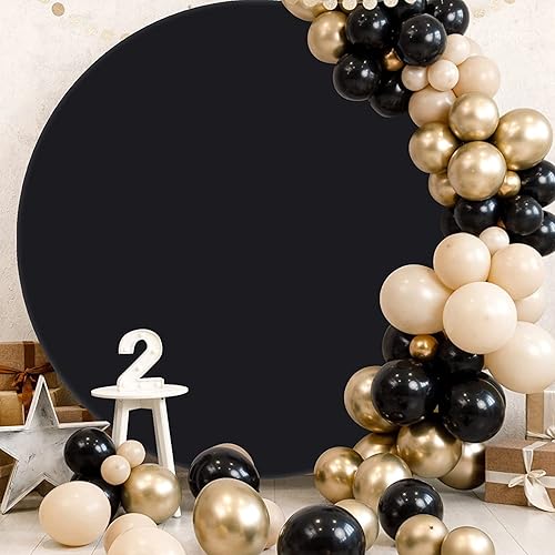 Miniatura 7 de Cubierta de fondo redonda negra de 6.5 pies para decoración de fondo circular de arco para fotografía de graduación, fiesta de cumpleaños,