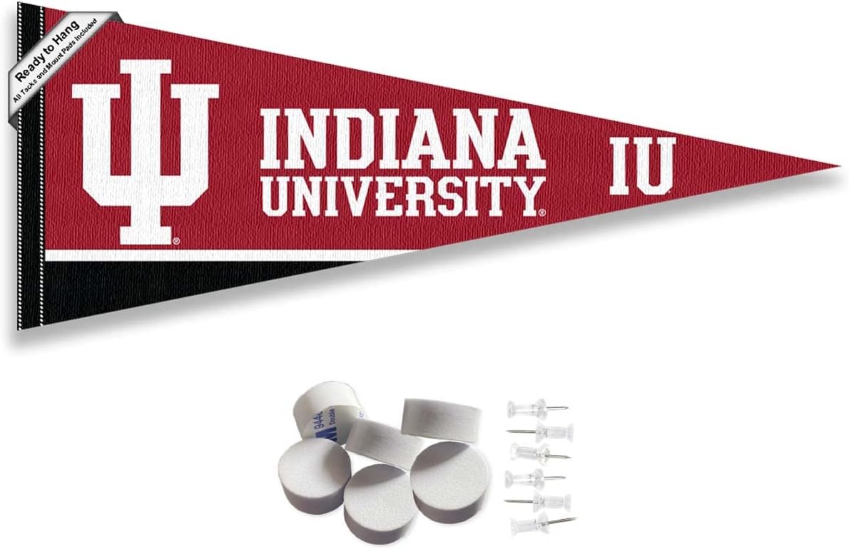 Indiana Hoosiers Pennant Flag and Wall Tack Mount Pads