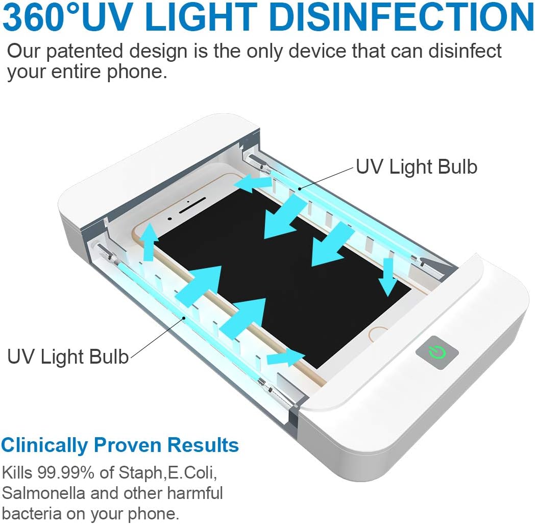 Limited Stock Portable UV Cell Phone Sanitizer with USB Charger – Multi-Use UV Light Disinfection for Smartphone iPhone 6 6s 7s Plus Toothbrush Watches Jewelry – Aromatherapy Hub UV Sterilizer Cleaner Case (White) Best Cyber Monday 🔥 Portable UV Cell Phone Sanitizer with USB Charger – Multi-Use UV Light Disinfection for Smartphone iPhone 6 6s 7s Plus Toothbrush Watches Jewelry – Aromatherapy Hub UV Sterilizer Cleaner Case (White)