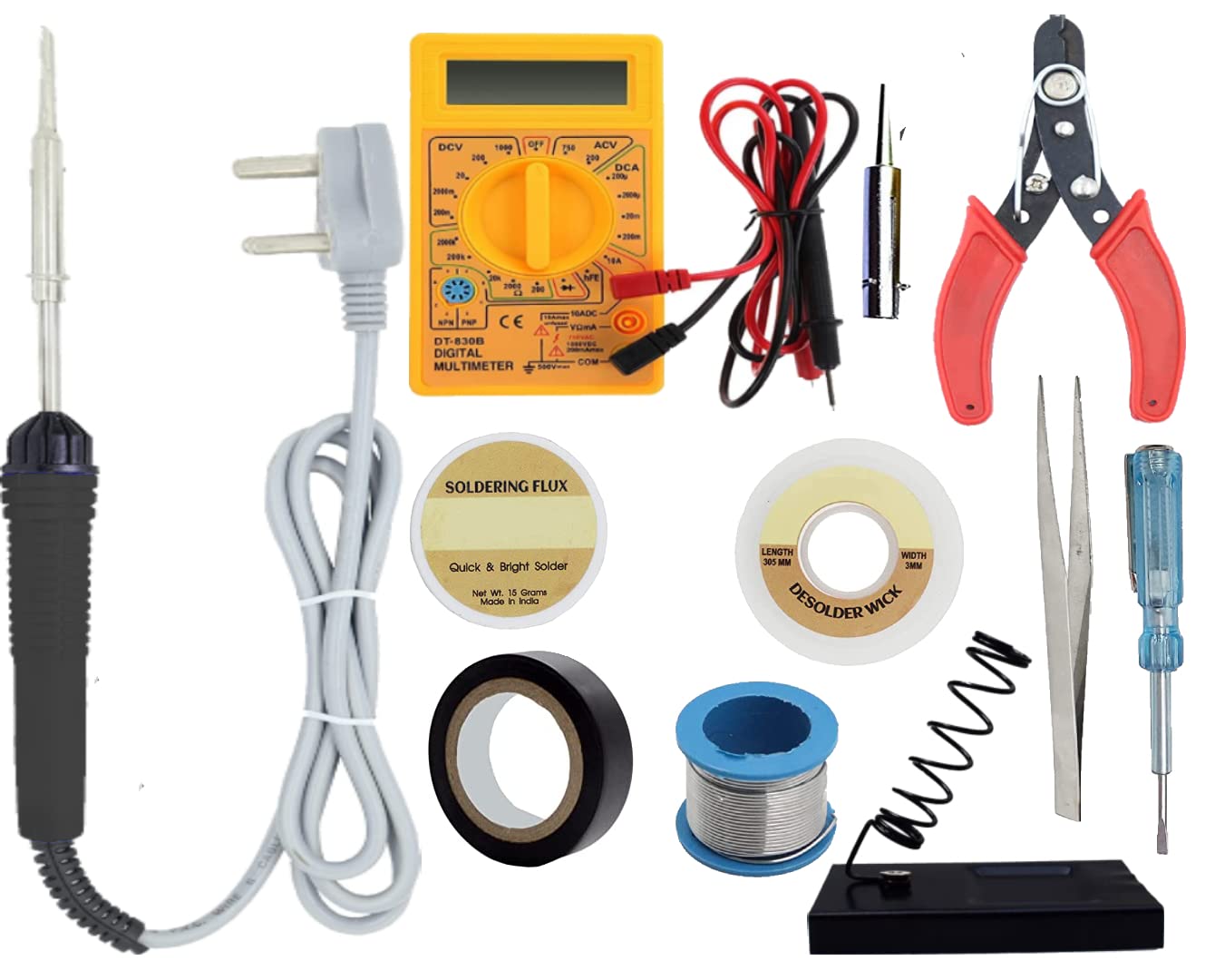 Aldeco Soldering Iron Kit 25W (11 in 1) With Black Soldering iron, Wire, Flux, Wik, Stand, Tester, Tweezer, Tape, Digital Meter, Bit (B0C1P4LP83) Amazon Price History, Amazon Price Tracker