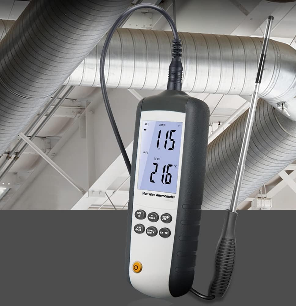 Thermal Anemometer, High Sensitivity Digital Portable Anemometer with Backlight LCD Display, Handheld CFM/CMM Air Flow Velocity Meter Wind Speed Gauges